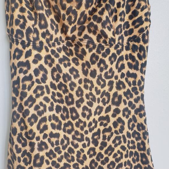 Savage X Fenty Leopard Print Slip Dress Black Lace Trim Cami Dress Size Small - Picture 5 of 13